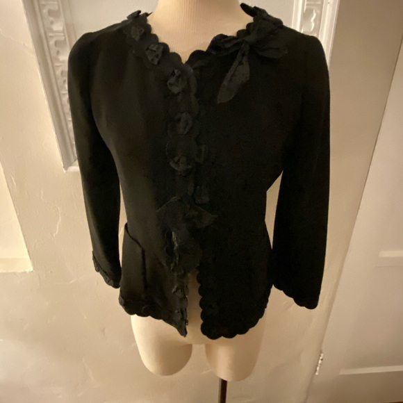 Moschino Black Ribbon Bow 3/4 Sleeve Jacket - Picture 2 of 8